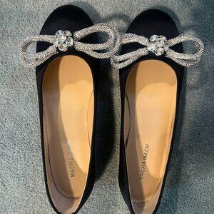 MACH & MACH Double Bow Satin Ballerina Shoes - EUR 38 (US 8)